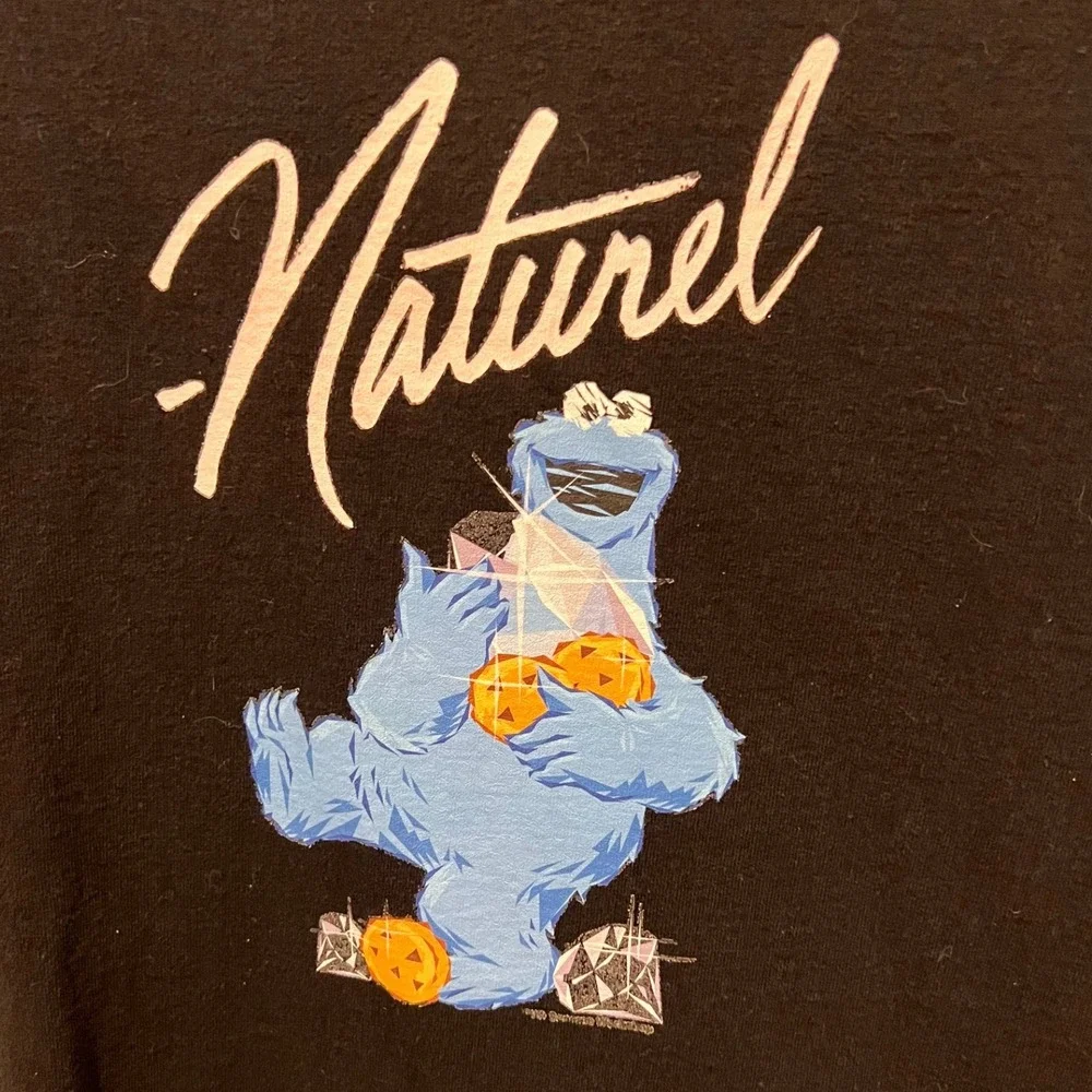Champion Naturel Cookie Monster T-Shirt Black Graphic‎ Print Mens Medium - Picture 6 of 10